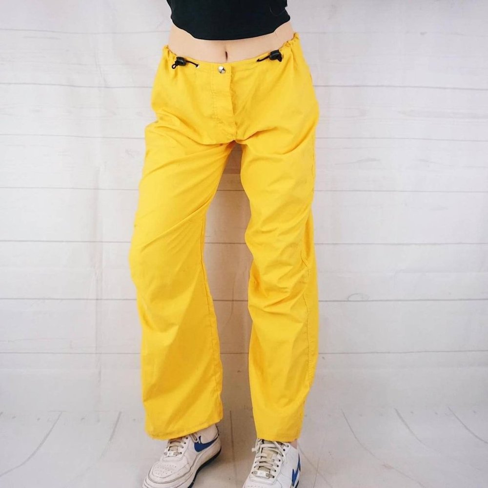 🍓CYBER Y2K BRIGHT YELLOW GIRLFRIEND TECH PANTS🍓